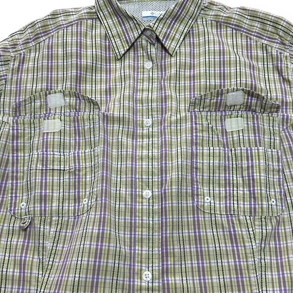 COLUMBIA Super Bonehead Roll Tab Sleeve Shirt Omni Shade Back Vent Plaid XL - Picture 7 of 13